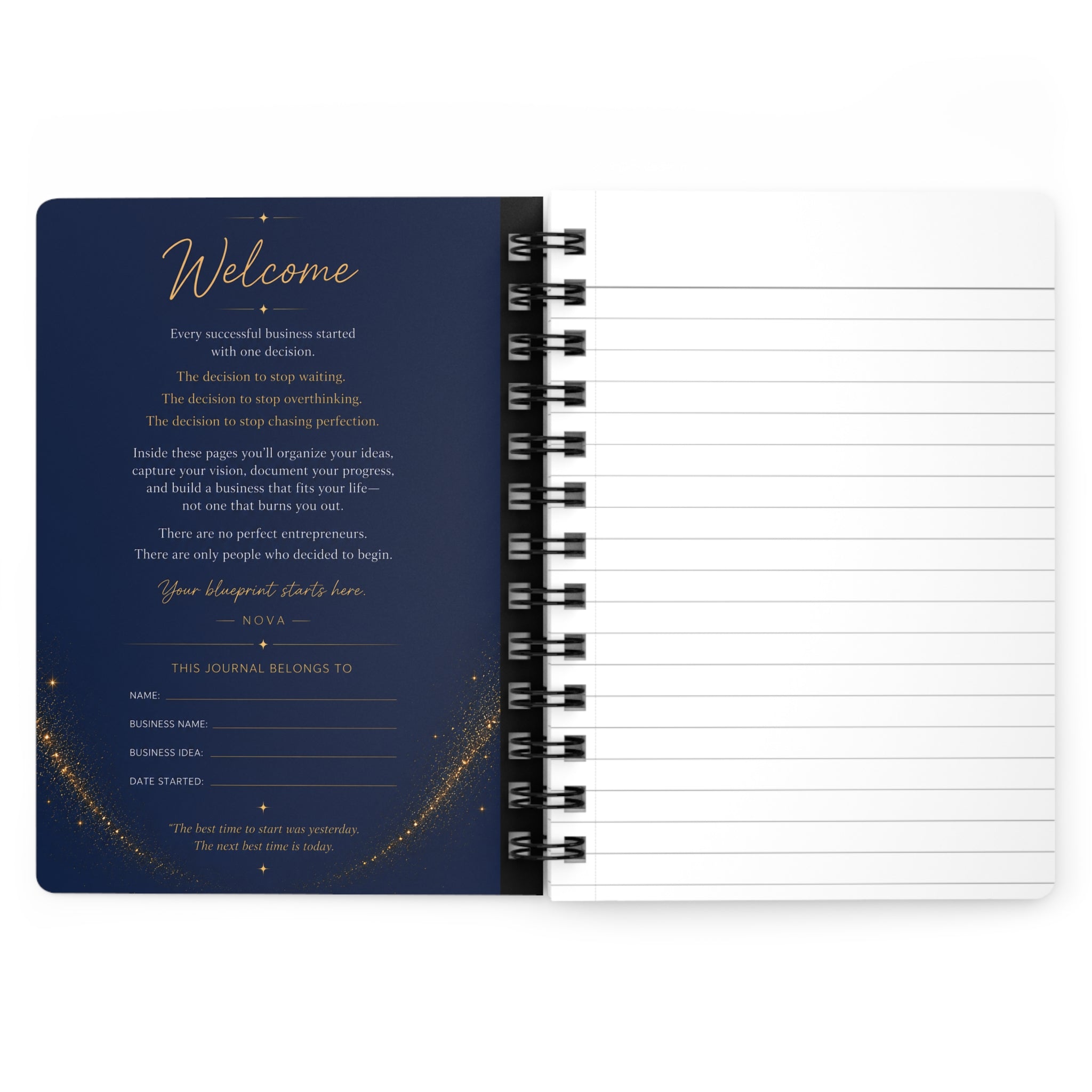 The Entrepreneur’s Blueprint Journal – 5x7 Lined Spiral Notebook for Business Ideas, Goals & Planning