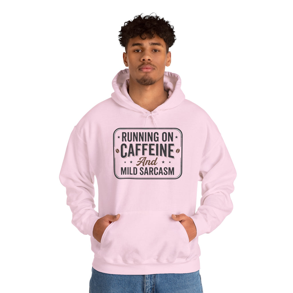 Running on Caffeine and Mild Sarcasm Hoodie | Funny Coffee Lover Sweatshirt | Sarcastic Hoodie Gift | Cozy Unisex Pullover| Multiple Colors Available