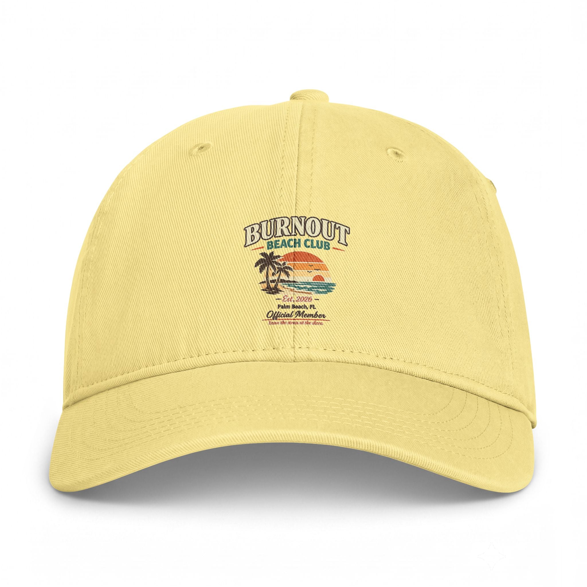 Burnout Beach Club Coastal Washed Hat | Vintage Beach Dad Cap | Palm Beach Florida Summer Hat | Coastal Aesthetic Gift
