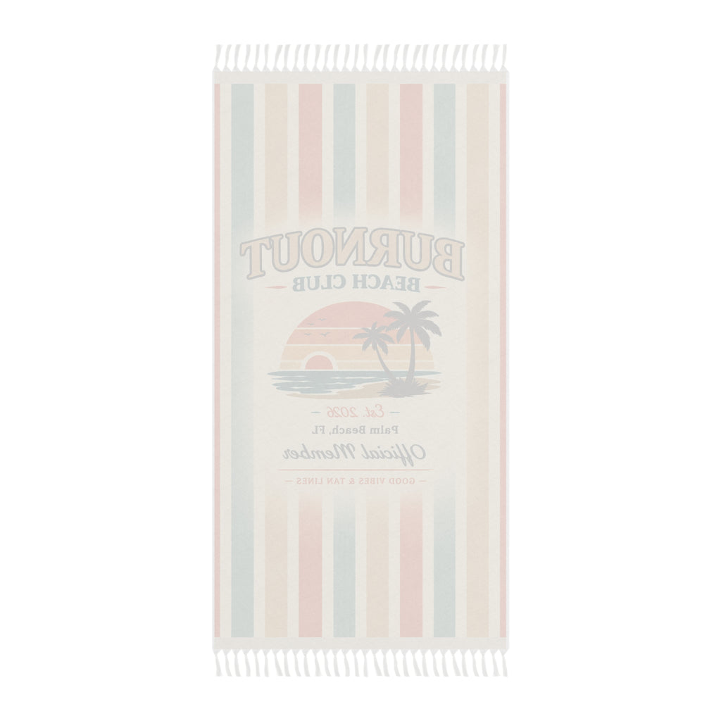 Burnout Beach Club Boho Beach Cloth | Tassel Beach Blanket | Retro Coastal Picnic Blanket | Festival Mat | Vacation Gift
