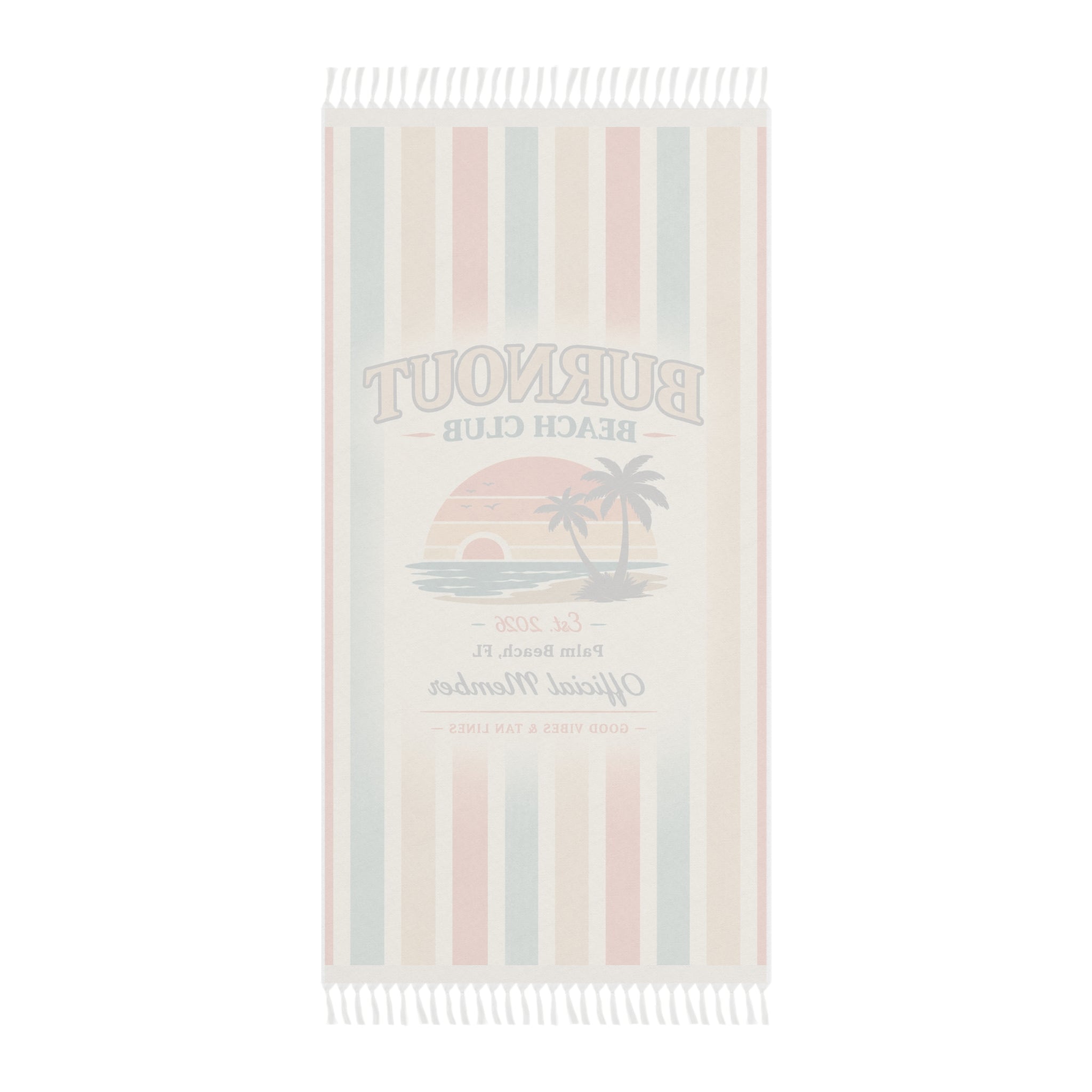Burnout Beach Club Boho Beach Cloth | Tassel Beach Blanket | Retro Coastal Picnic Blanket | Festival Mat | Vacation Gift
