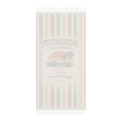 Burnout Beach Club Boho Beach Cloth | Tassel Beach Blanket | Retro Coastal Picnic Blanket | Festival Mat | Vacation Gift