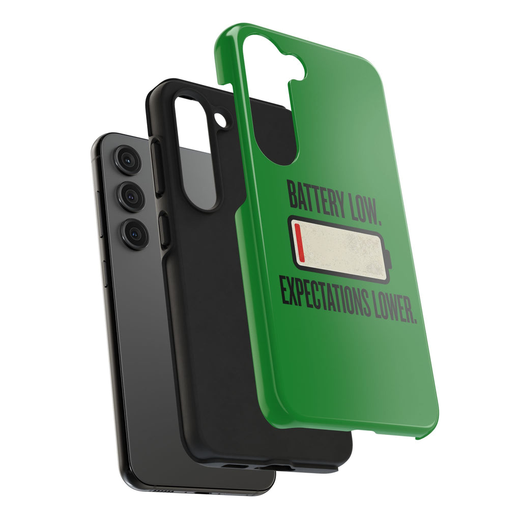 Tough Phone Case — "Battery Low. Expectations Lower." Graphic Protective Cover