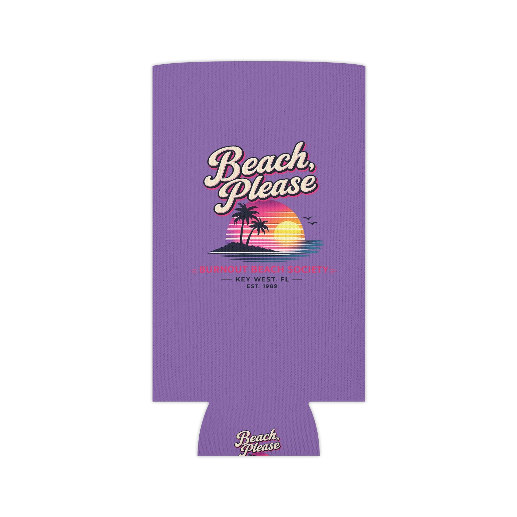 Beach Please Can Cooler | Retro Beach Koozie | Regular & Slim 12 oz Can Cooler | Funny Beach Gift | Pool Party Drink Sleeve