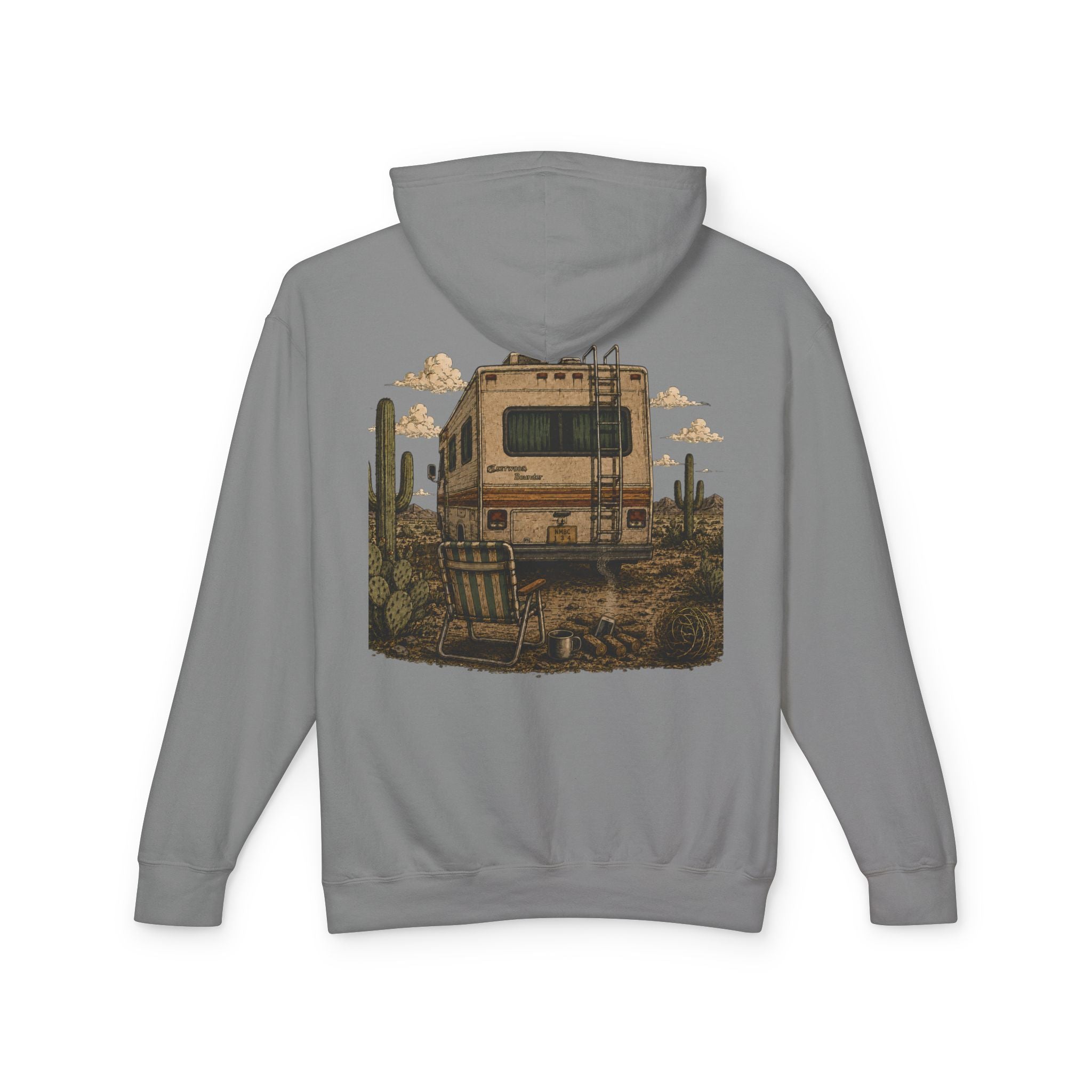 Off to Visit the Wizard skeleton camper Hoodie | Burnout Society RV desert scene