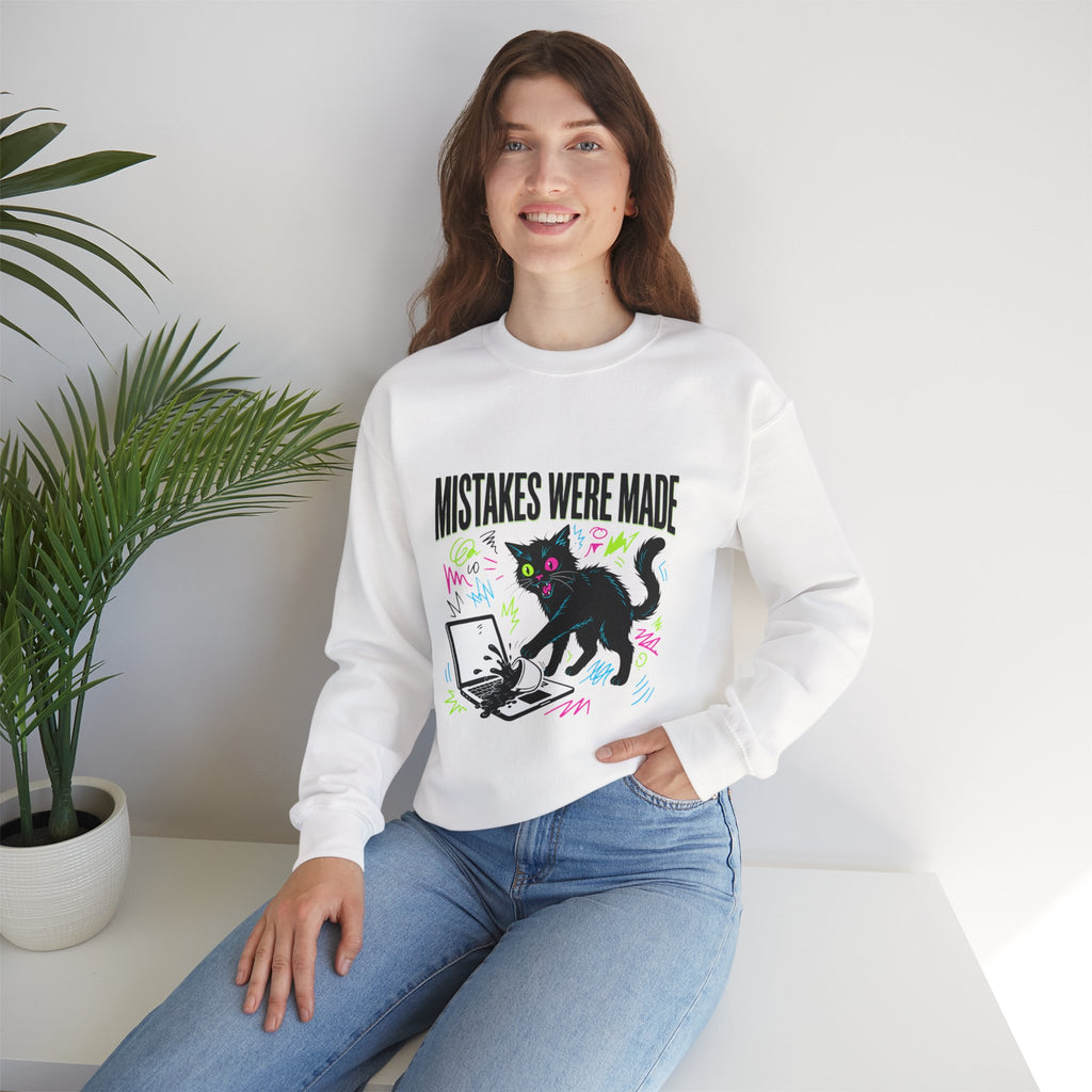Mistakes Were Made Cat Crewneck Sweatshirt | feral, chaotic humor
