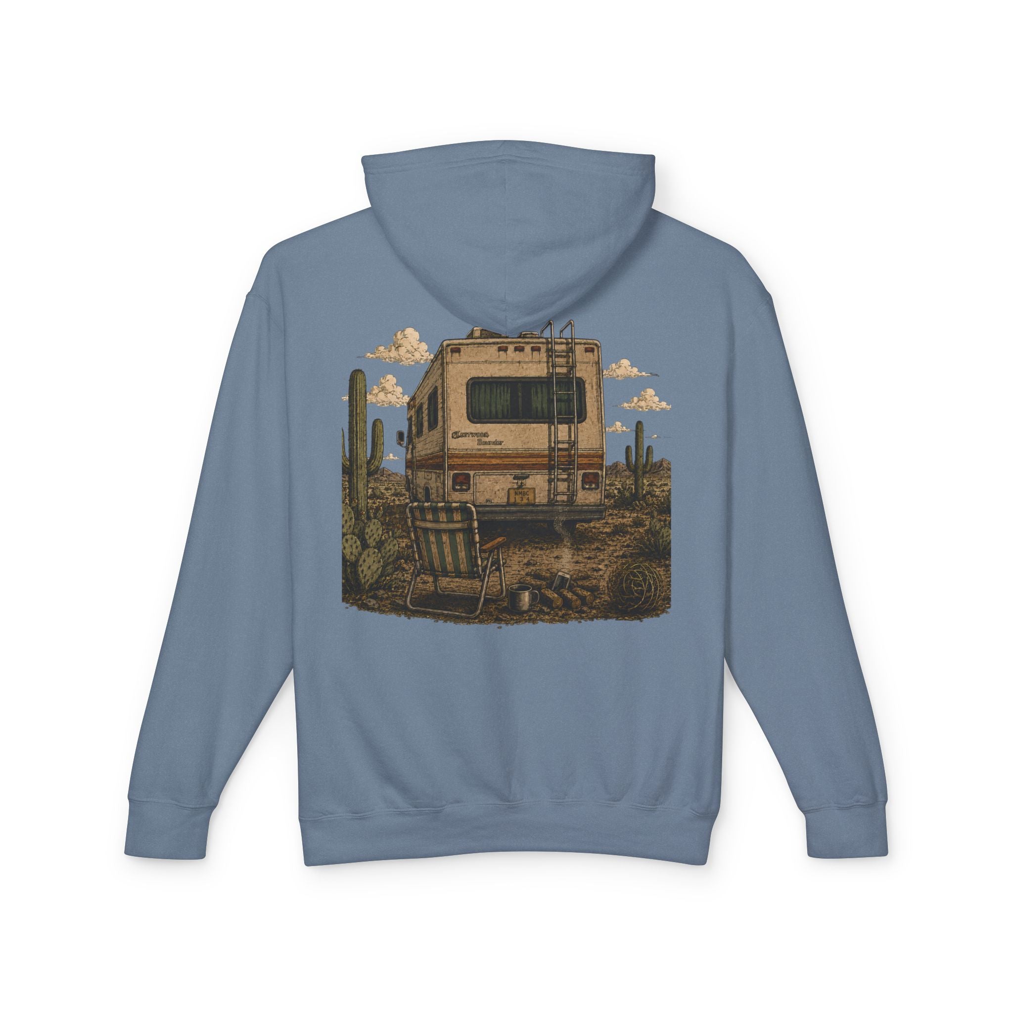 Off to Visit the Wizard skeleton camper Hoodie | Burnout Society RV desert scene