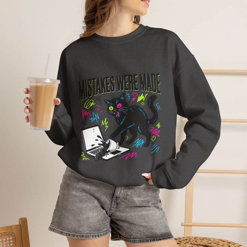 Mistakes Were Made Cat Crewneck Sweatshirt | feral, chaotic humor