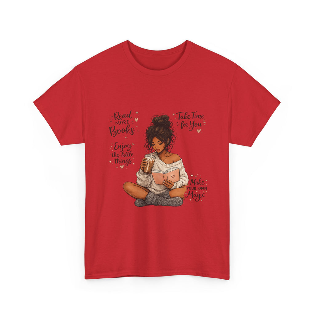 Cozy Reader Shirt | Book Lover Graphic Tee | Hand Drawn Coffee & Books Aesthetic T-Shirt