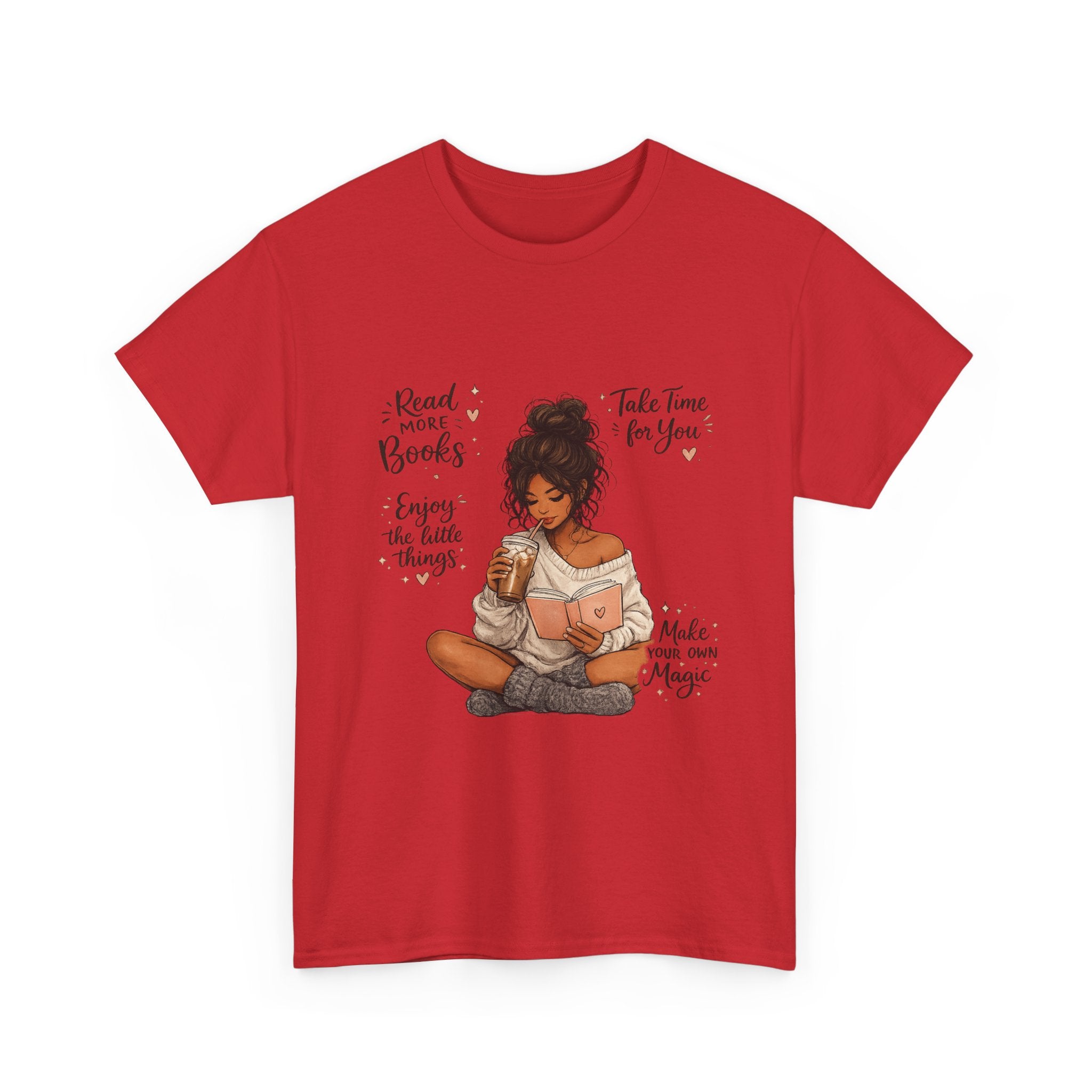 Cozy Reader Shirt | Book Lover Graphic Tee | Hand Drawn Coffee & Books Aesthetic T-Shirt