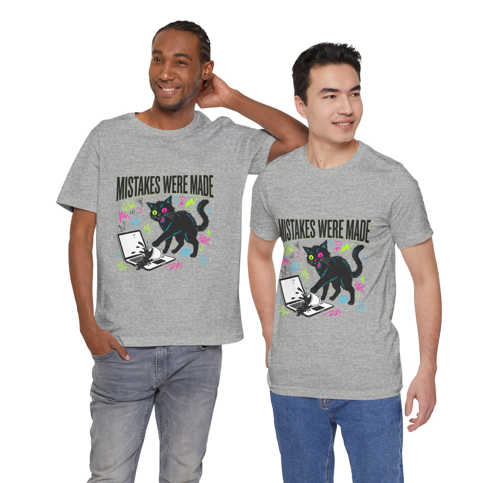 Mistakes Were Made tee | Feral chaotic humor, millennial burnout, unhinged cat