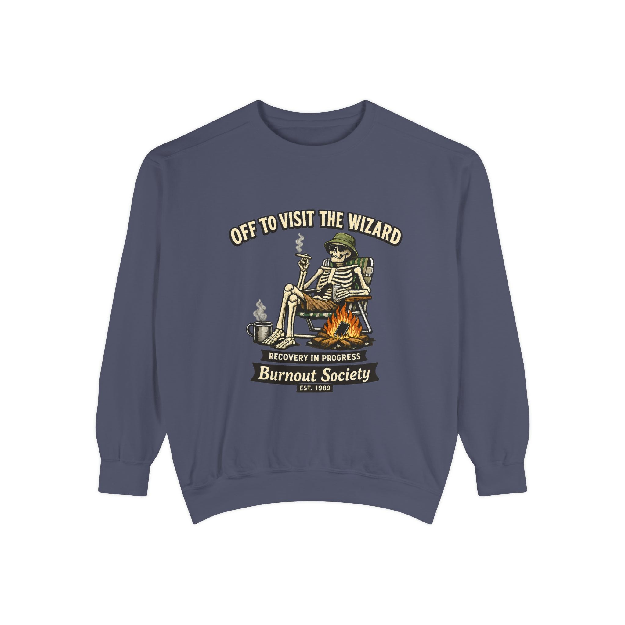Off to Visit the Wizard Sweatshirt | Burnout Society Crewneck | Funny Skeleton Sweatshirt