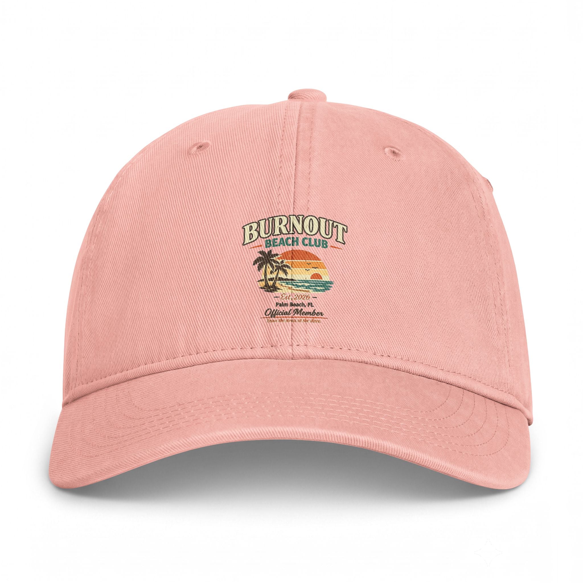 Burnout Beach Club Coastal Washed Hat | Vintage Beach Dad Cap | Palm Beach Florida Summer Hat | Coastal Aesthetic Gift