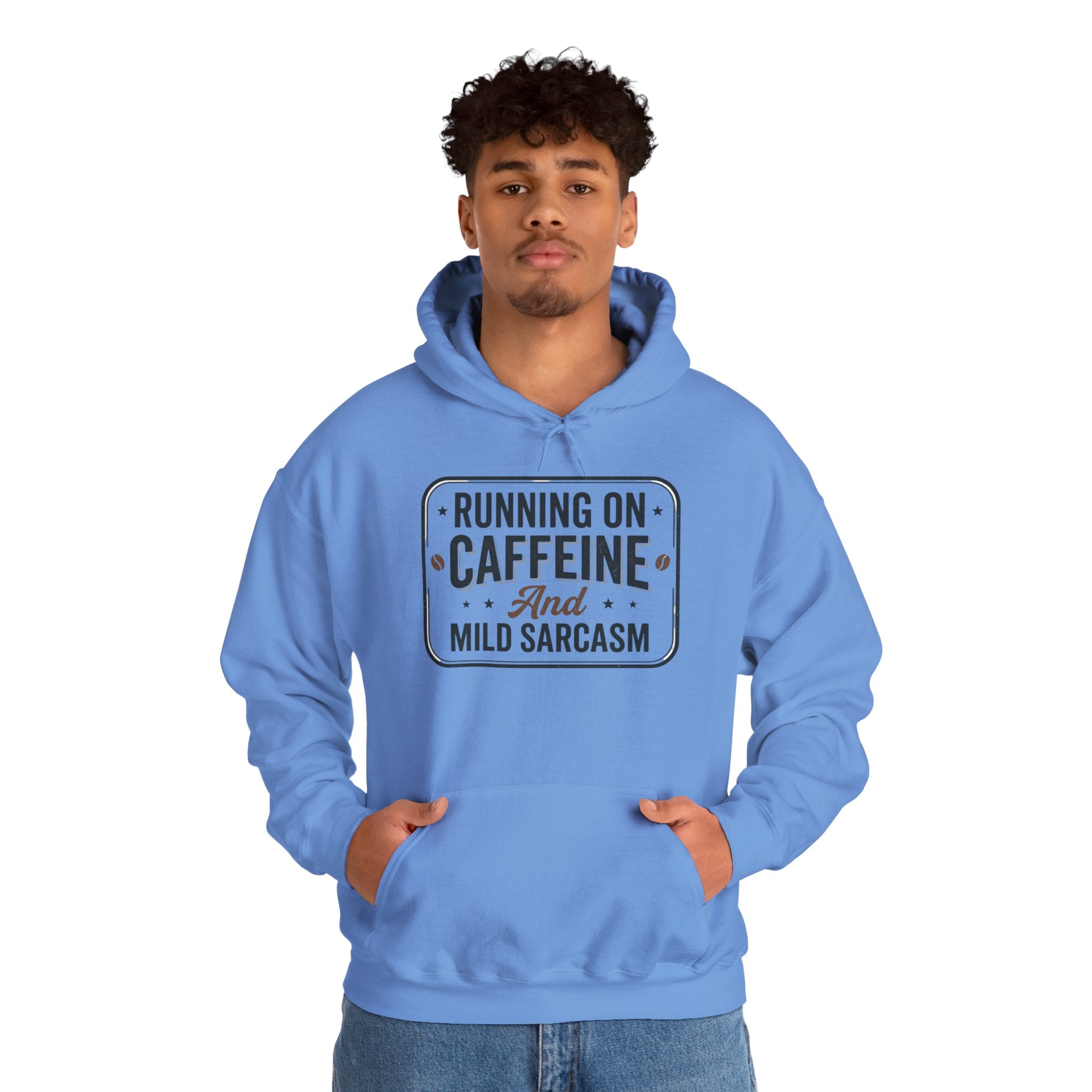 Running on Caffeine and Mild Sarcasm Hoodie | Funny Coffee Lover Sweatshirt | Sarcastic Hoodie Gift | Cozy Unisex Pullover| Multiple Colors Available