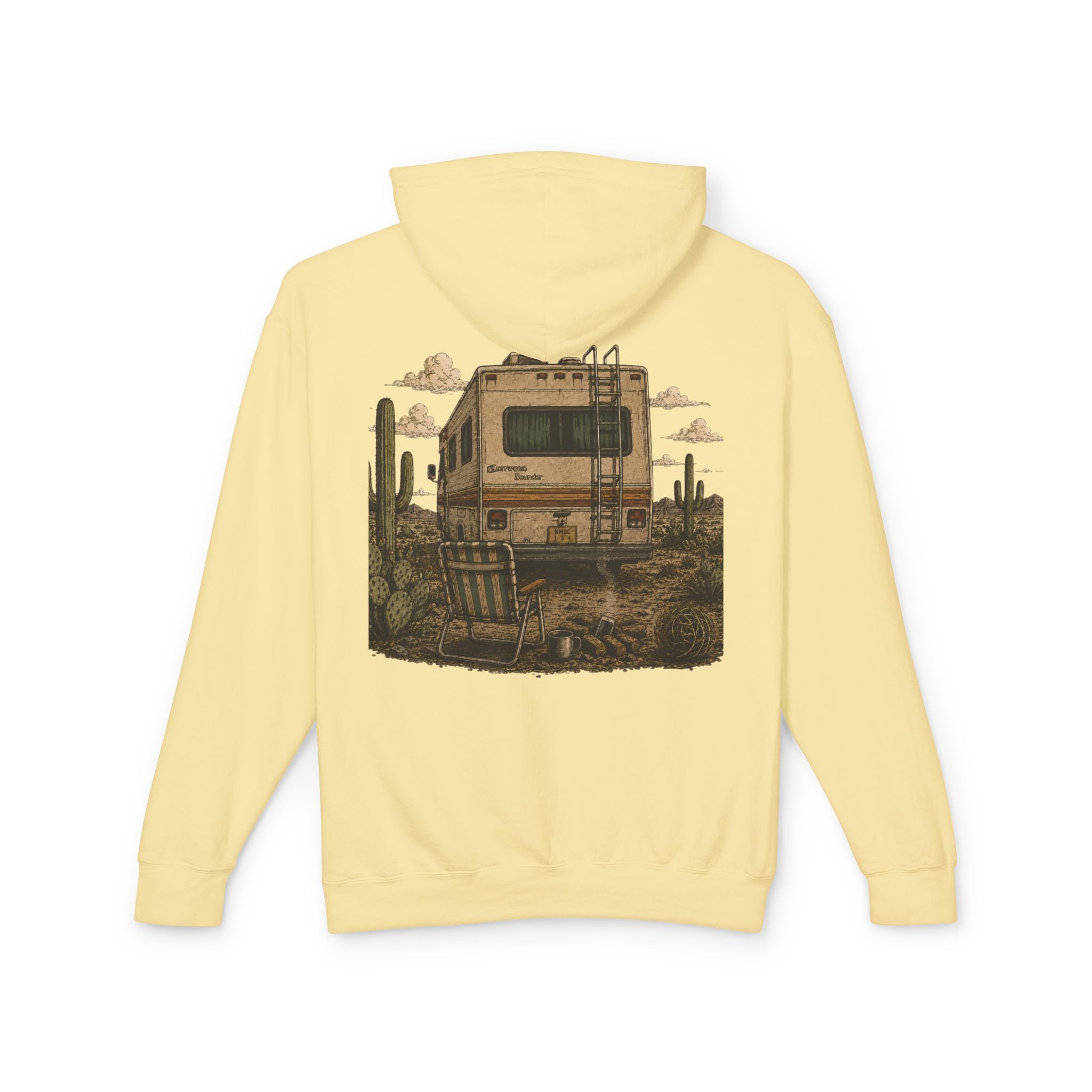 Off to Visit the Wizard skeleton camper Hoodie | Burnout Society RV desert scene
