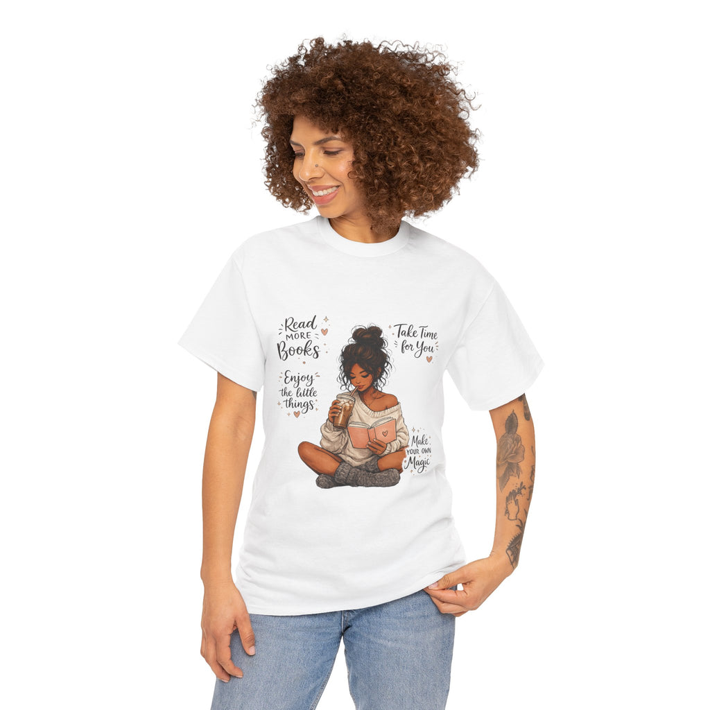 Cozy Reader Shirt | Book Lover Graphic Tee | Hand Drawn Coffee & Books Aesthetic T-Shirt