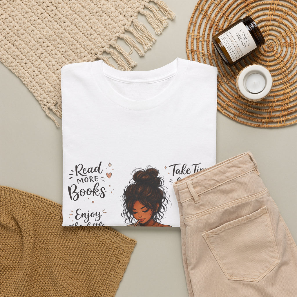 Cozy Reader Shirt | Book Lover Graphic Tee | Hand Drawn Coffee & Books Aesthetic T-Shirt
