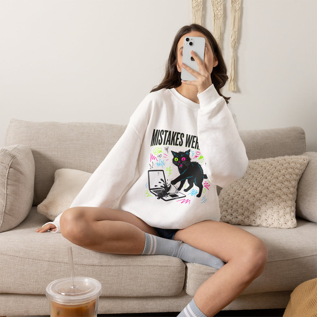 Mistakes Were Made Cat Crewneck Sweatshirt | feral, chaotic humor