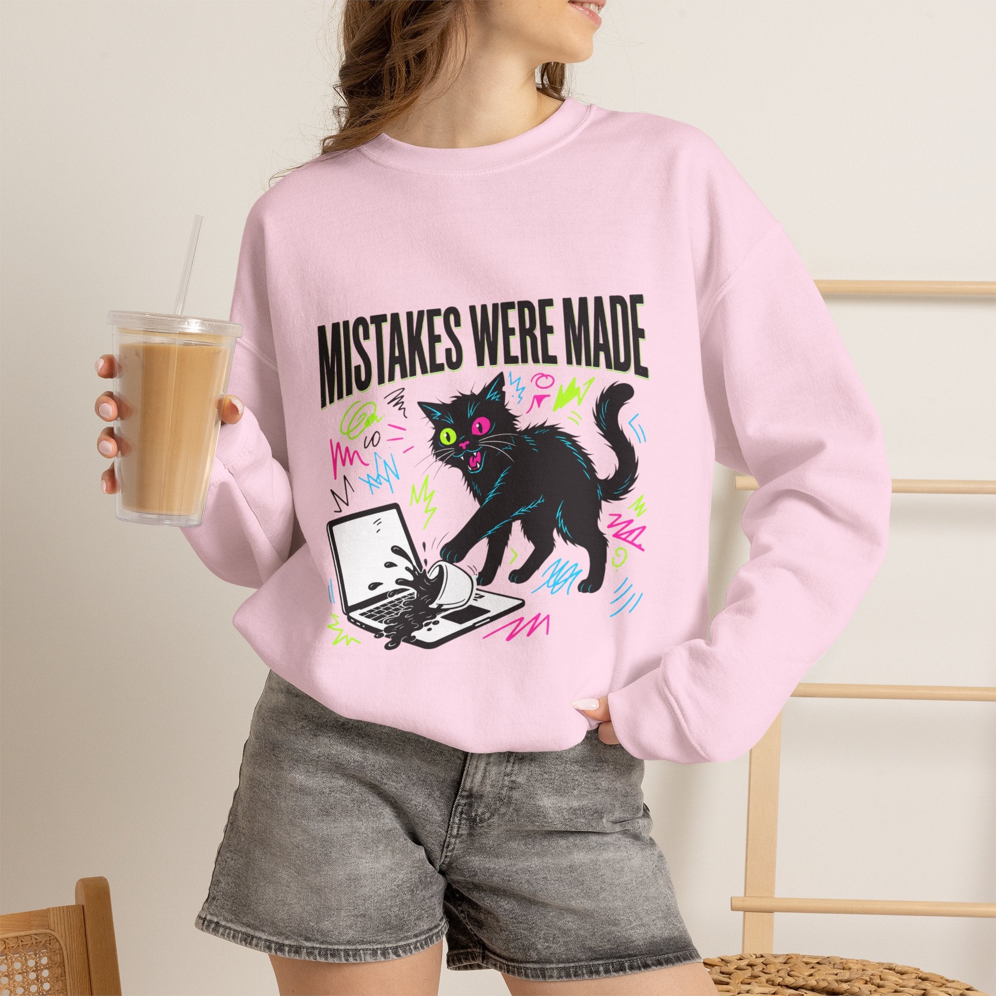 Mistakes Were Made Cat Crewneck Sweatshirt | feral, chaotic humor