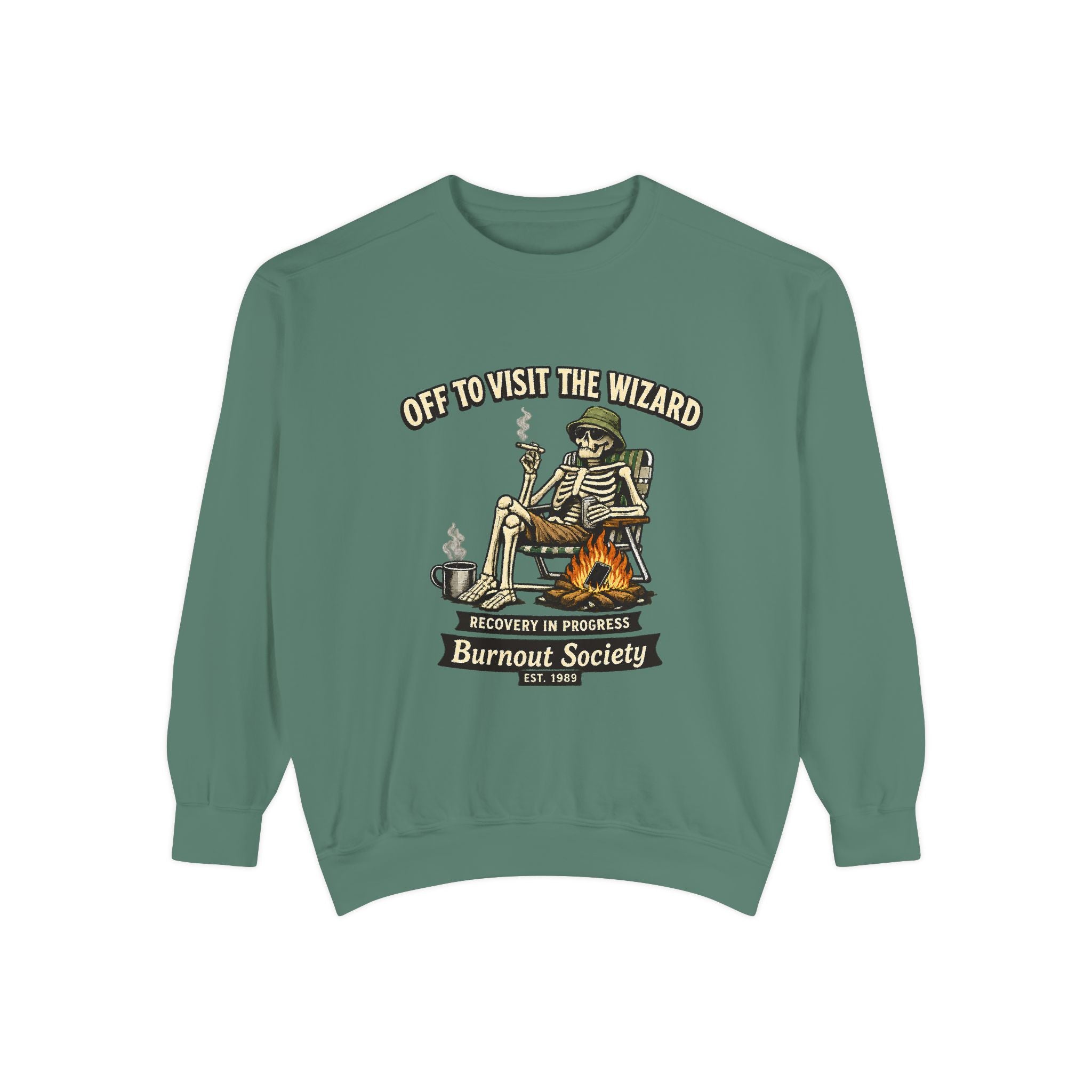 Off to Visit the Wizard Sweatshirt | Burnout Society Crewneck | Funny Skeleton Sweatshirt