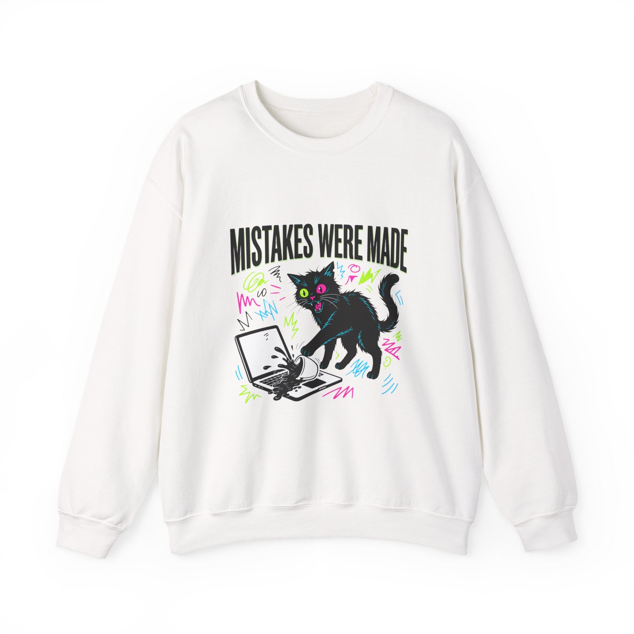 Mistakes Were Made Cat Crewneck Sweatshirt | feral, chaotic humor