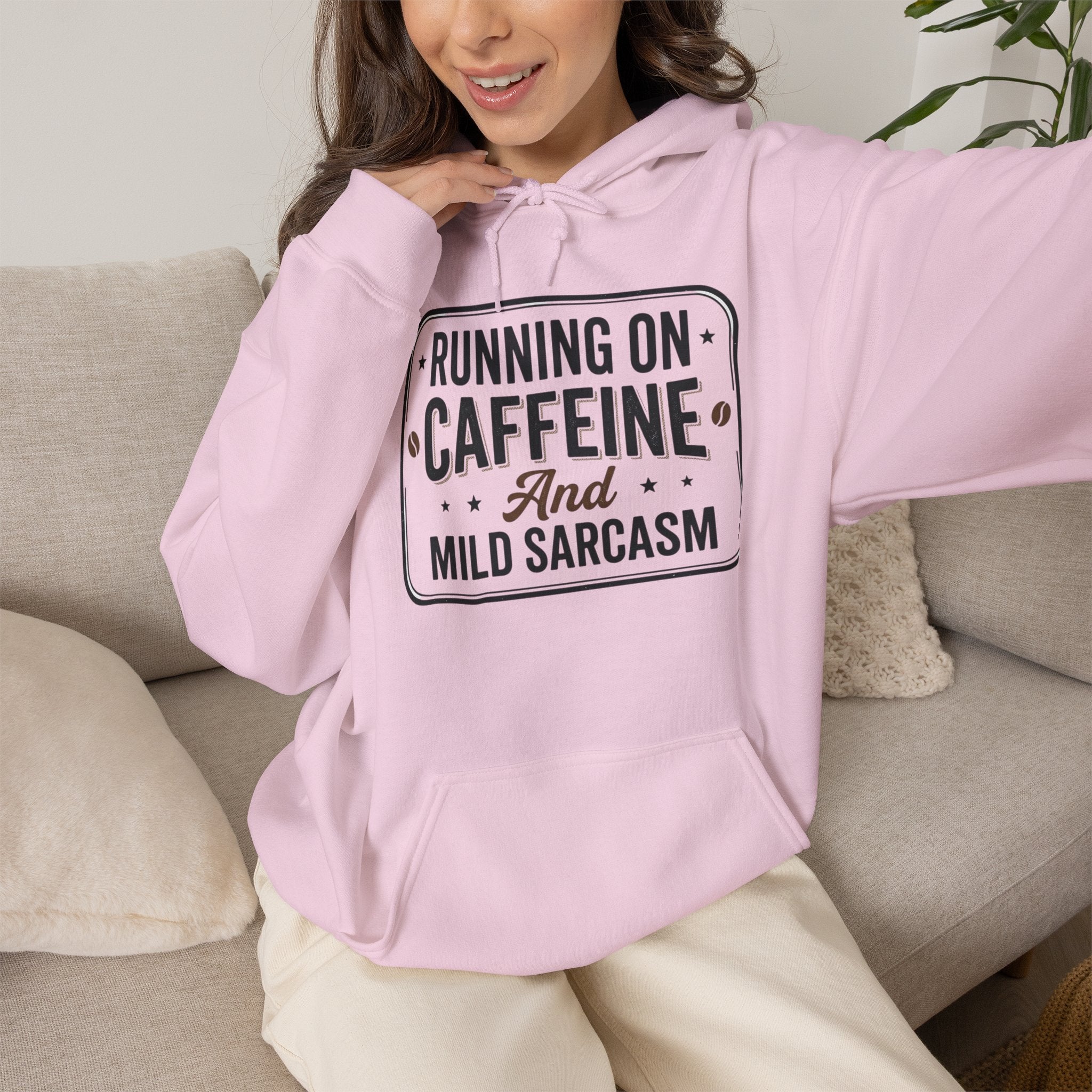 Running on Caffeine and Mild Sarcasm Hoodie | Funny Coffee Lover Sweatshirt | Sarcastic Hoodie Gift | Cozy Unisex Pullover| Multiple Colors Available