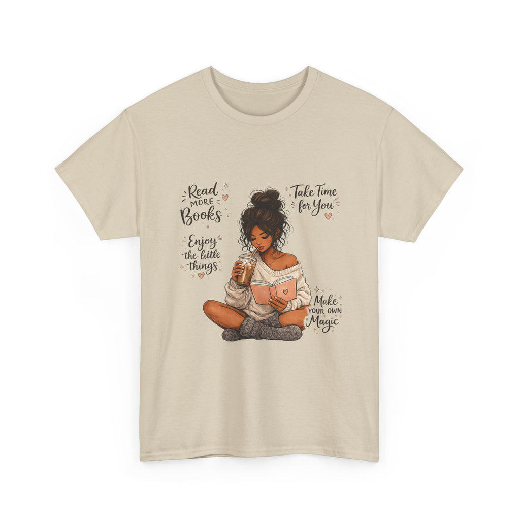 Cozy Reader Shirt | Book Lover Graphic Tee | Hand Drawn Coffee & Books Aesthetic T-Shirt