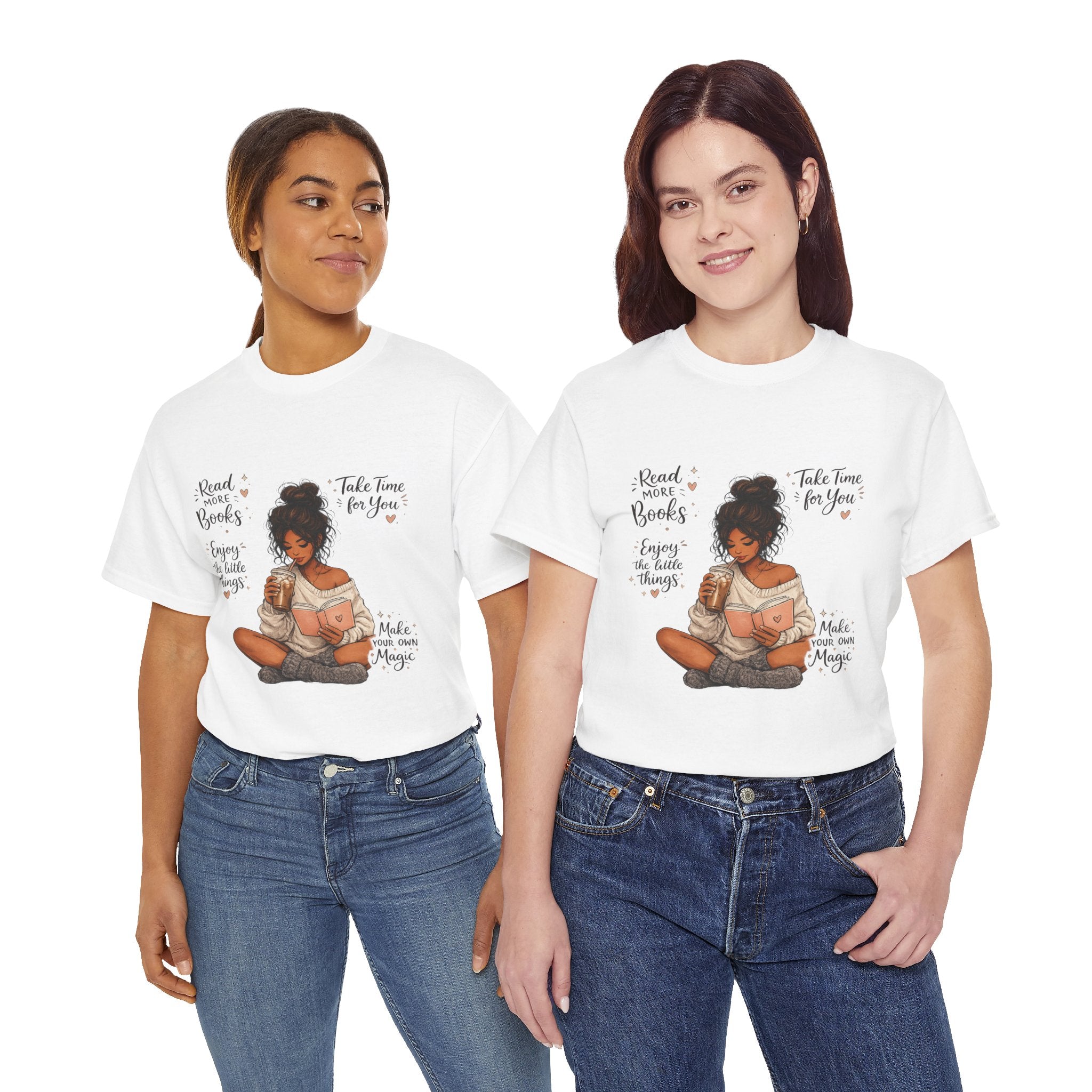 Cozy Reader Shirt | Book Lover Graphic Tee | Hand Drawn Coffee & Books Aesthetic T-Shirt