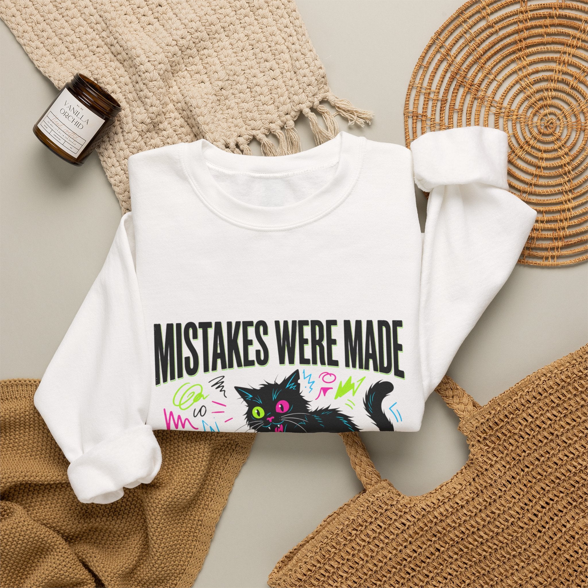 Mistakes Were Made Cat Crewneck Sweatshirt | feral, chaotic humor
