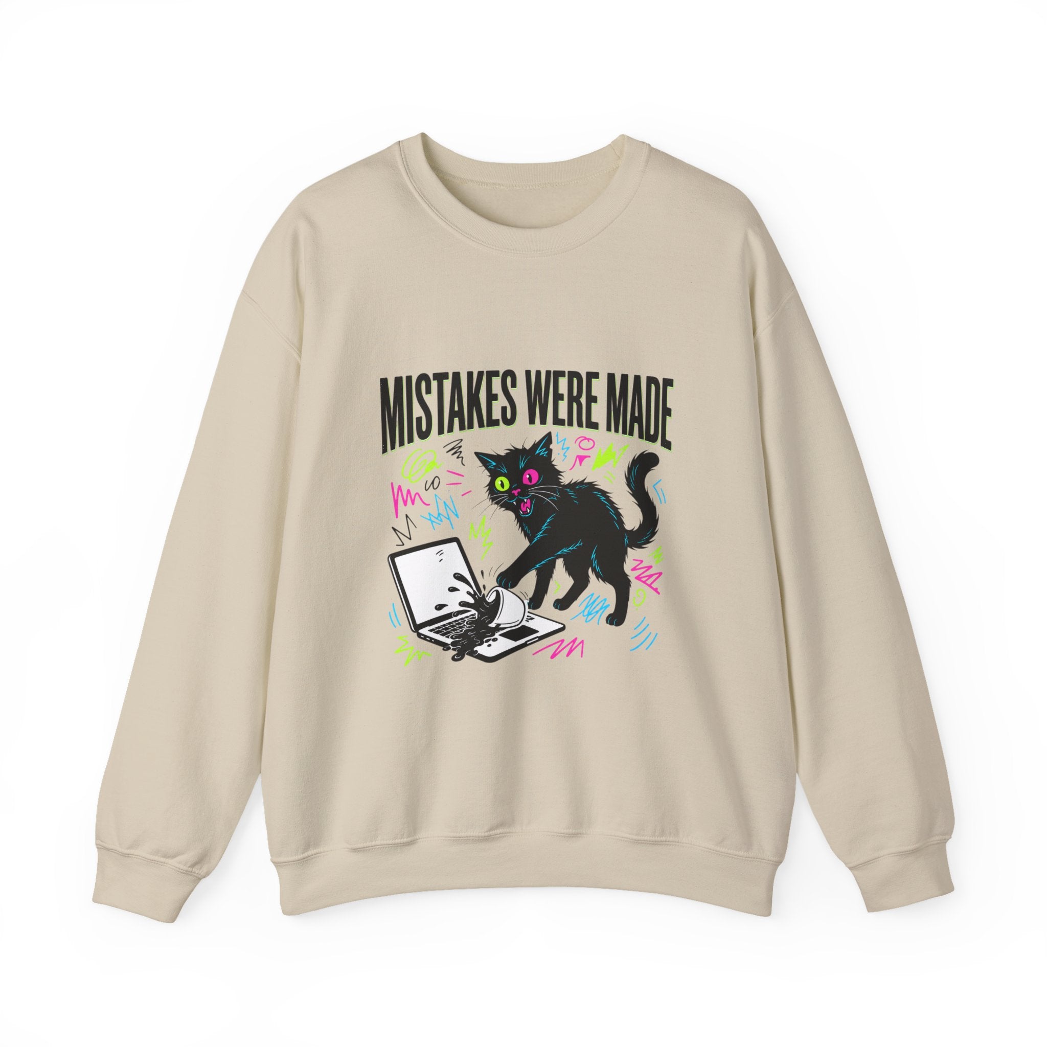 Mistakes Were Made Cat Crewneck Sweatshirt | feral, chaotic humor