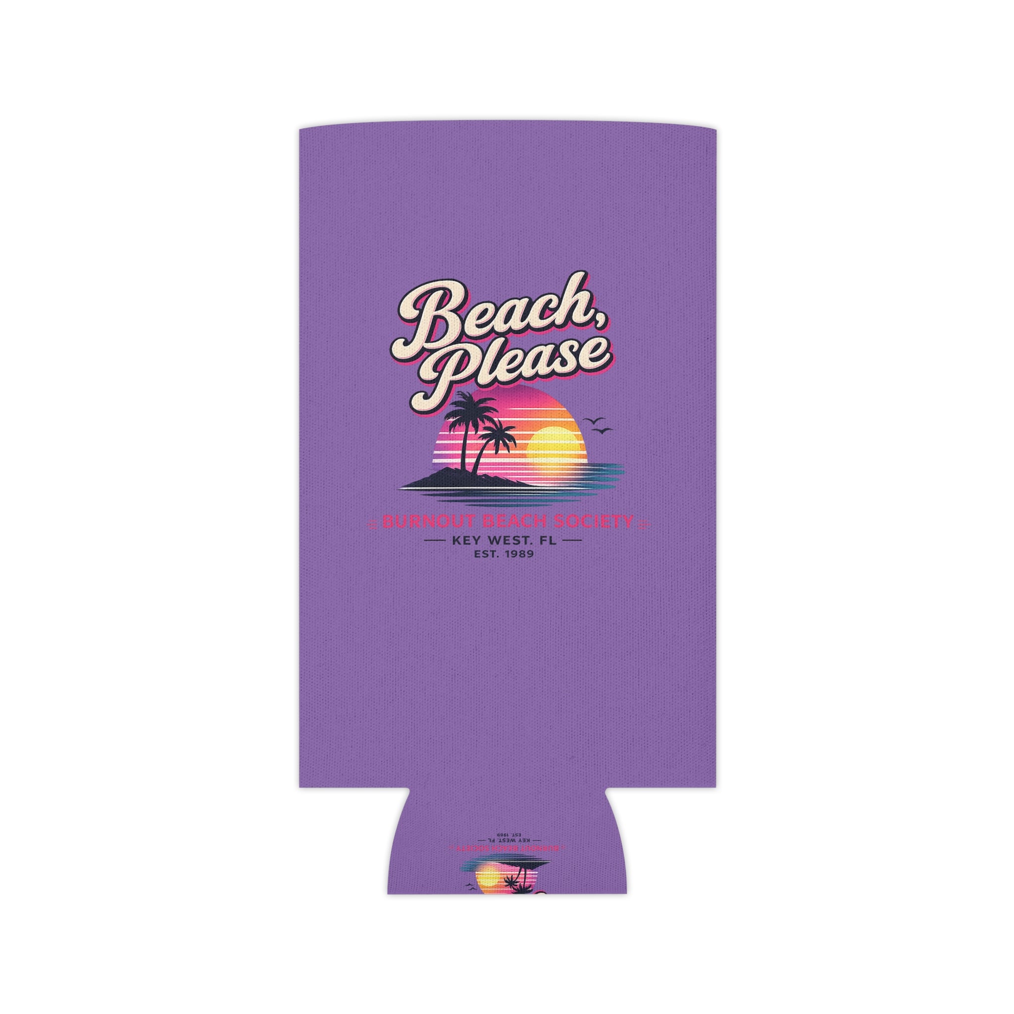 Beach Please Can Cooler | Retro Beach Koozie | Regular & Slim 12 oz Can Cooler | Funny Beach Gift | Pool Party Drink Sleeve