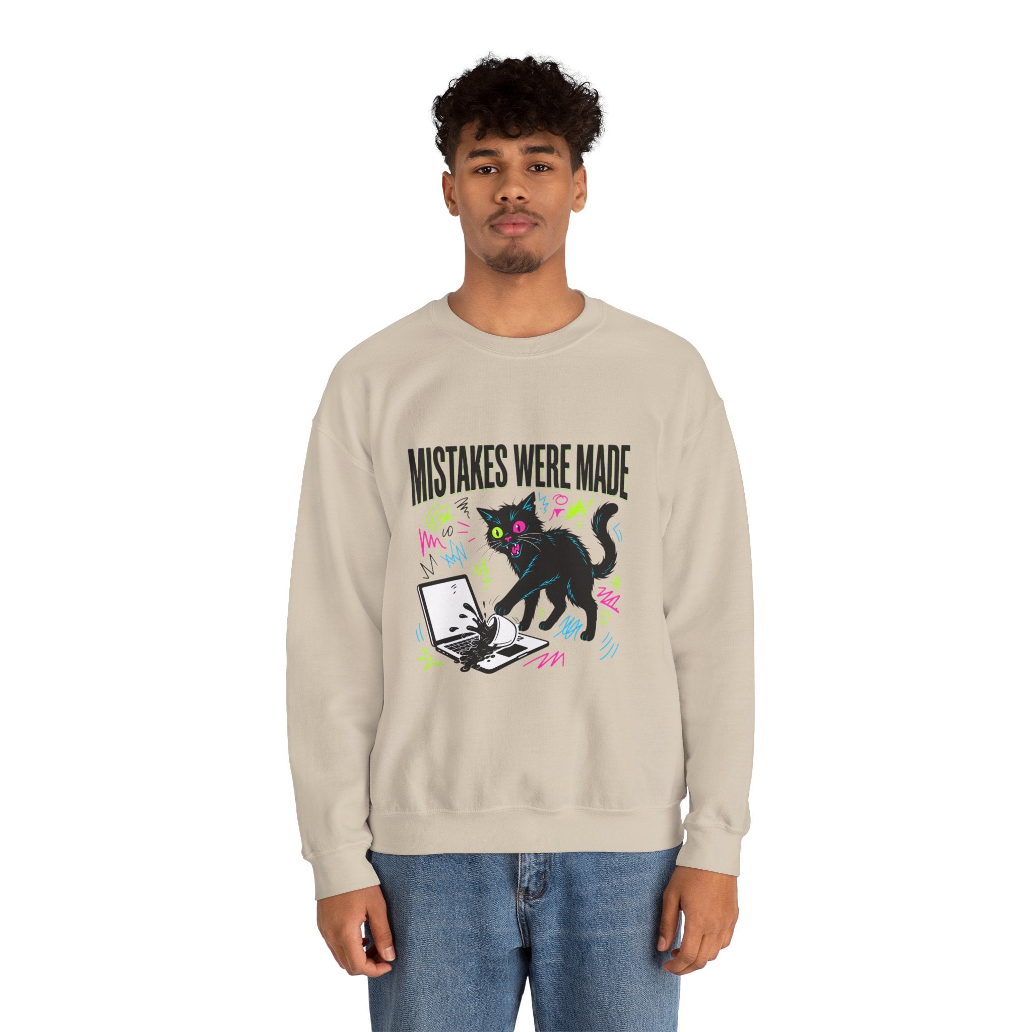 Mistakes Were Made Cat Crewneck Sweatshirt | feral, chaotic humor