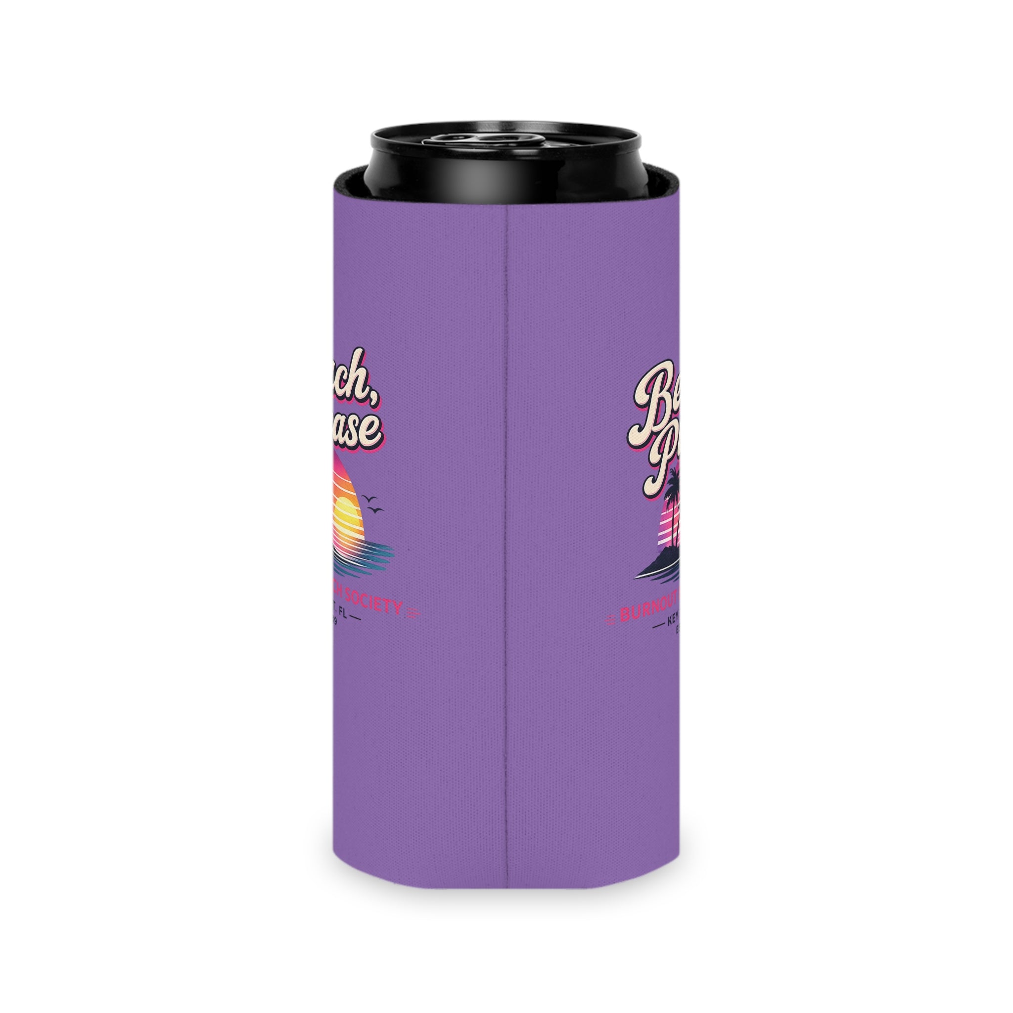 Beach Please Can Cooler | Retro Beach Koozie | Regular & Slim 12 oz Can Cooler | Funny Beach Gift | Pool Party Drink Sleeve