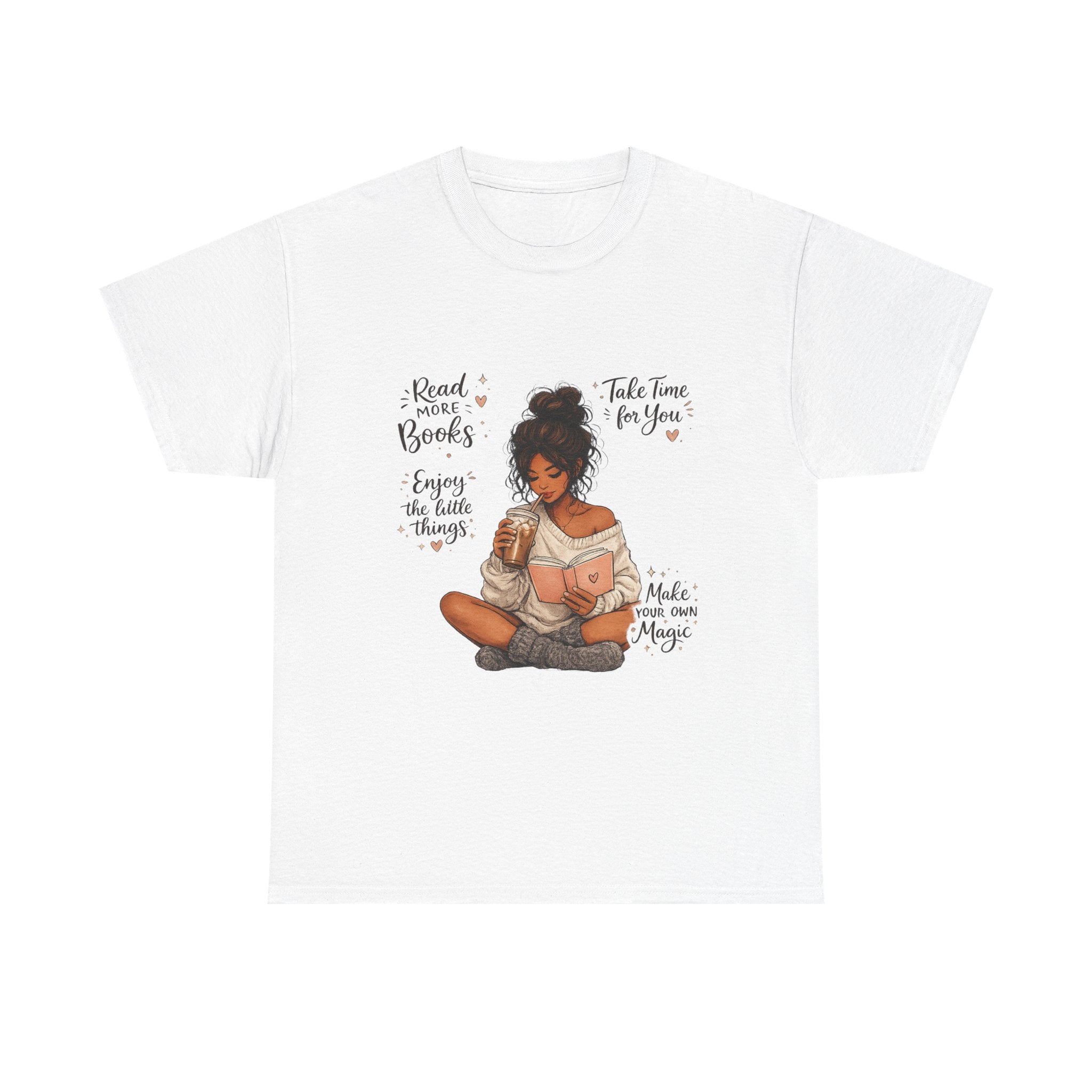 Cozy Reader Shirt | Book Lover Graphic Tee | Hand Drawn Coffee & Books Aesthetic T-Shirt