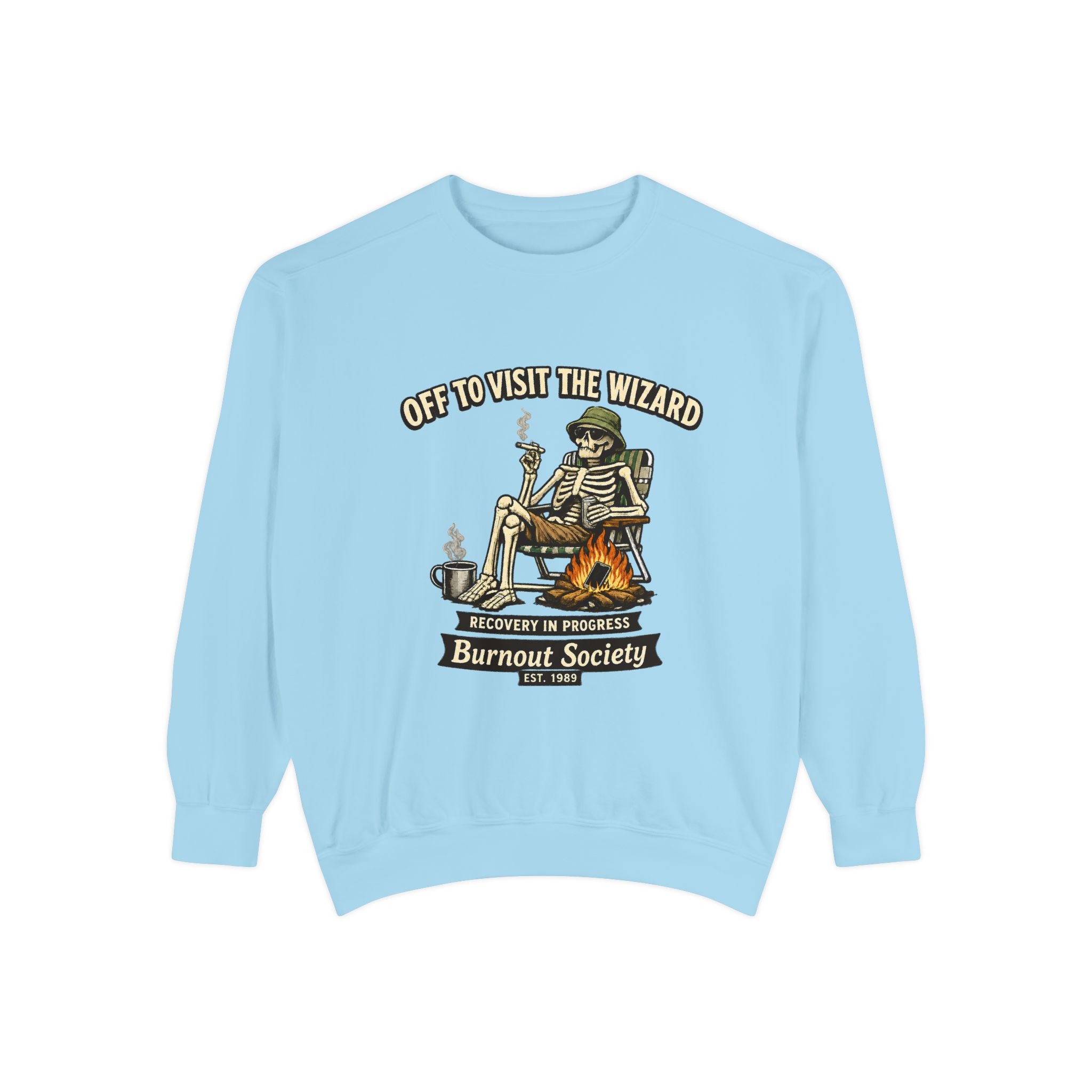 Off to Visit the Wizard Sweatshirt | Burnout Society Crewneck | Funny Skeleton Sweatshirt