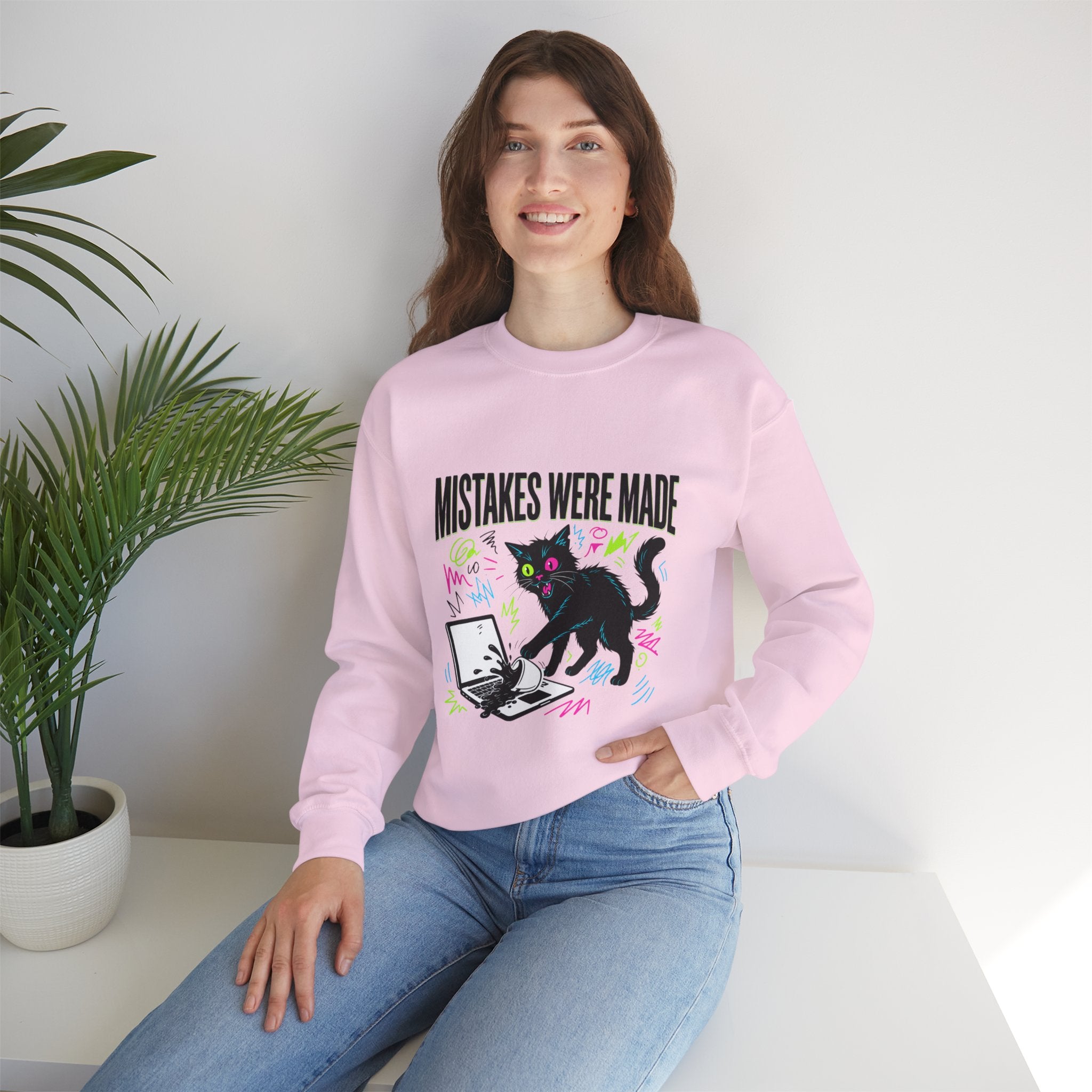 Mistakes Were Made Cat Crewneck Sweatshirt | feral, chaotic humor