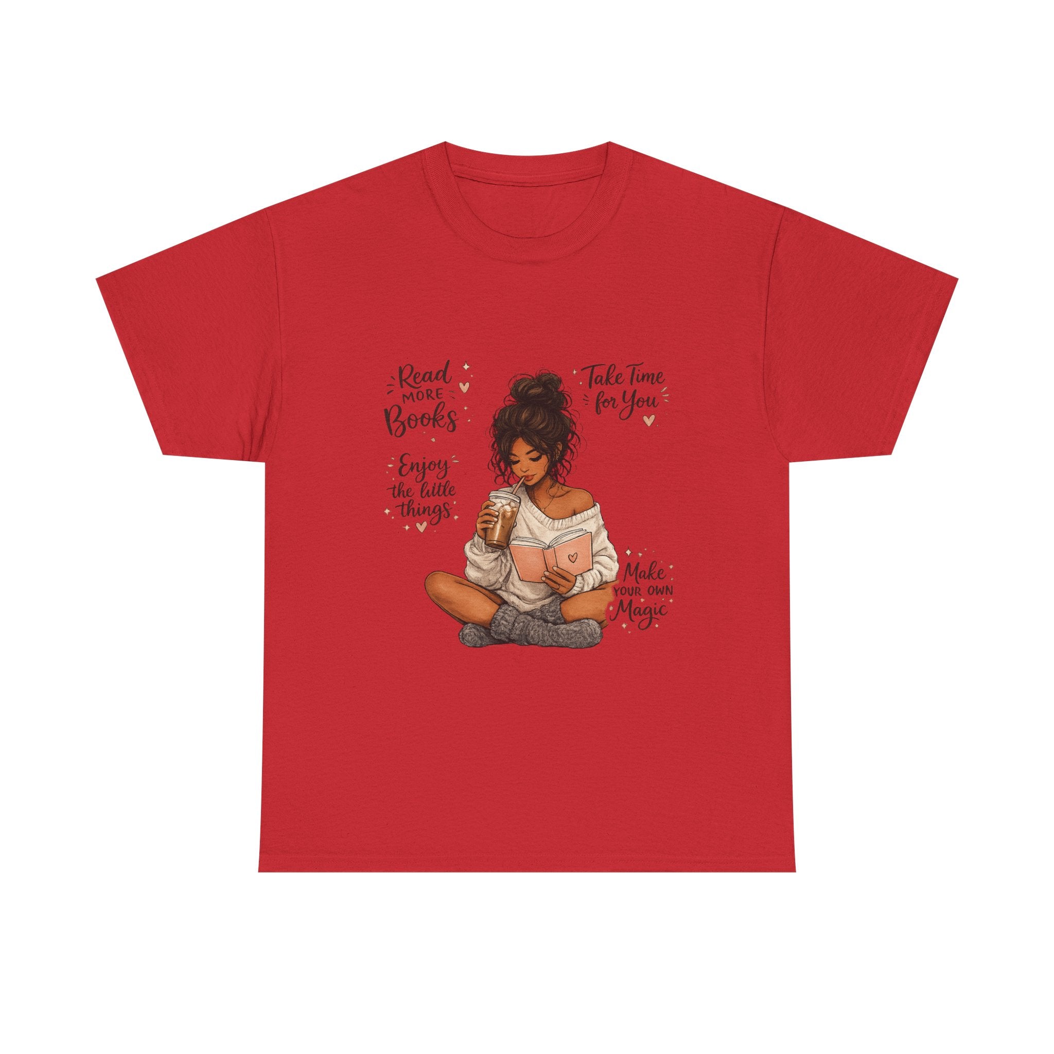 Cozy Reader Shirt | Book Lover Graphic Tee | Hand Drawn Coffee & Books Aesthetic T-Shirt