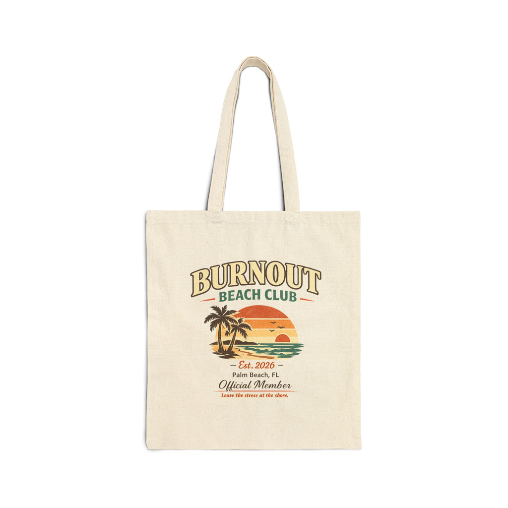 Burnout Beach Club Tote Bag | Coastal Canvas Tote | Retro Beach Bag | Cotton Reusable Shopping Bag | Vacation Gift | Beach Lover Gift
