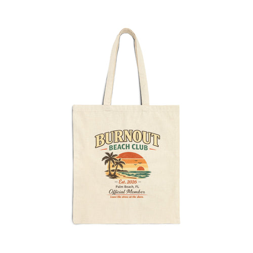Burnout Beach Club Tote Bag | Coastal Canvas Tote | Retro Beach Bag | Cotton Reusable Shopping Bag | Vacation Gift | Beach Lover Gift