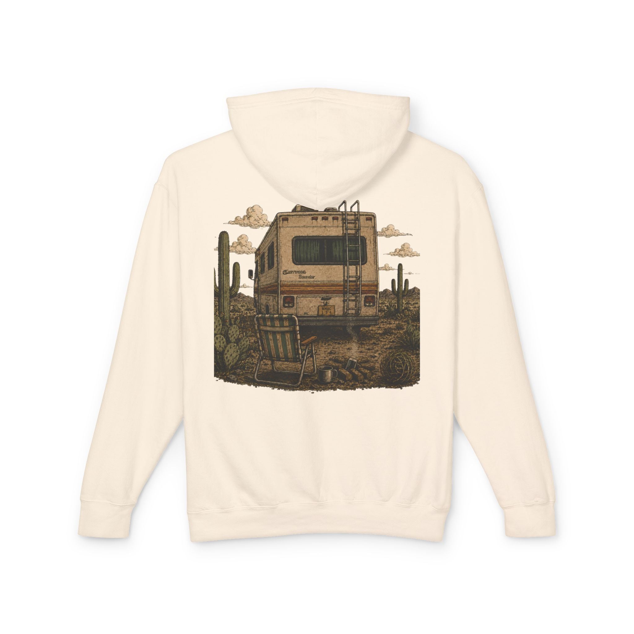 Off to Visit the Wizard skeleton camper Hoodie | Burnout Society RV desert scene