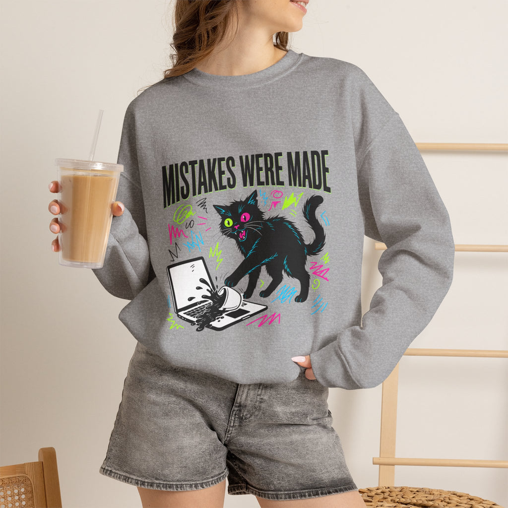 Mistakes Were Made Cat Crewneck Sweatshirt | feral, chaotic humor