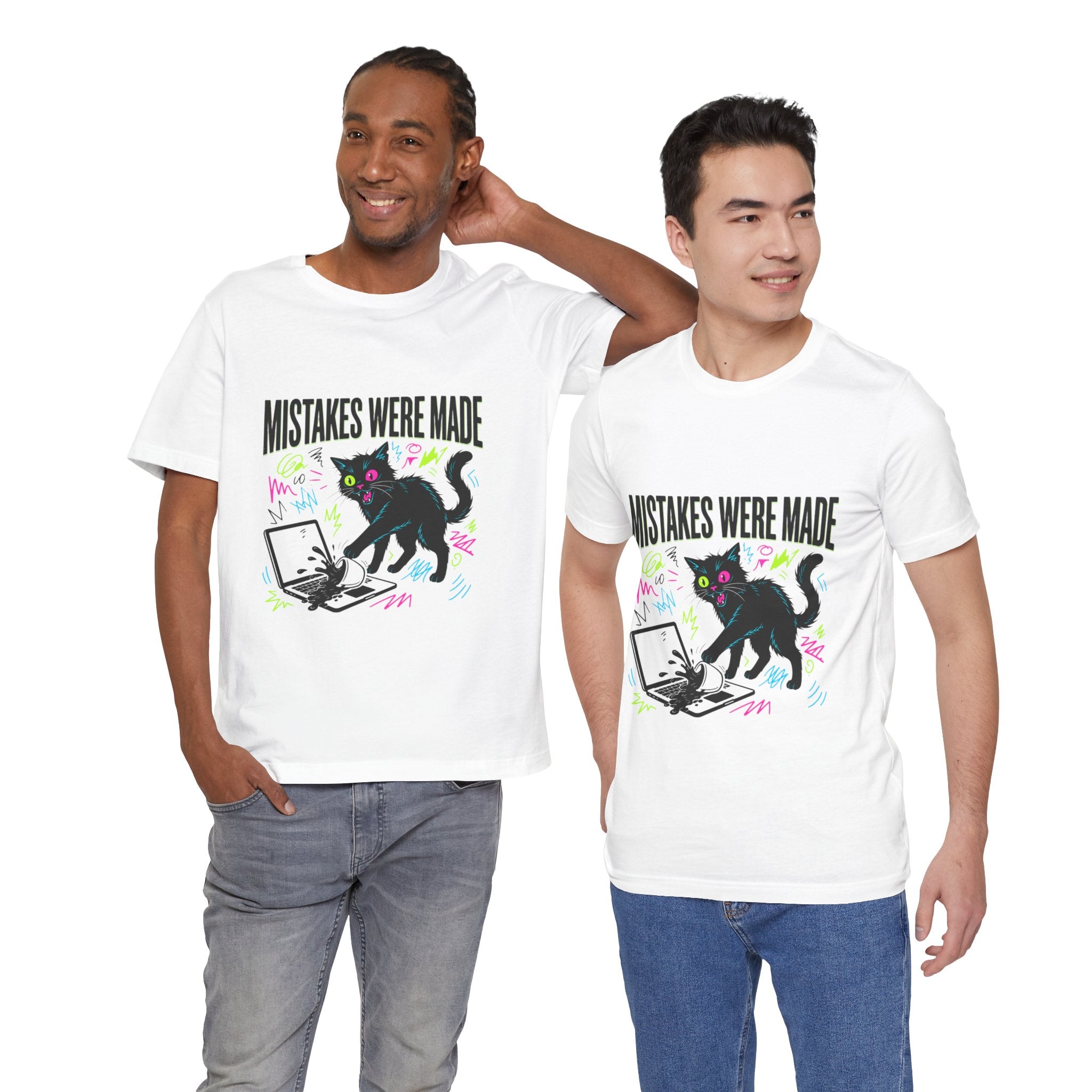 Mistakes Were Made tee | Feral chaotic humor, millennial burnout, unhinged cat