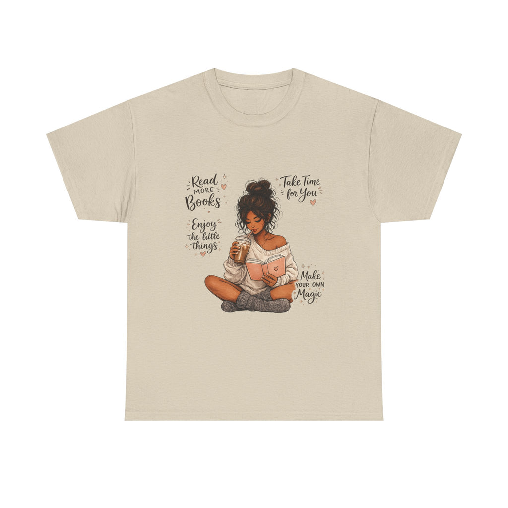 Cozy Reader Shirt | Book Lover Graphic Tee | Hand Drawn Coffee & Books Aesthetic T-Shirt