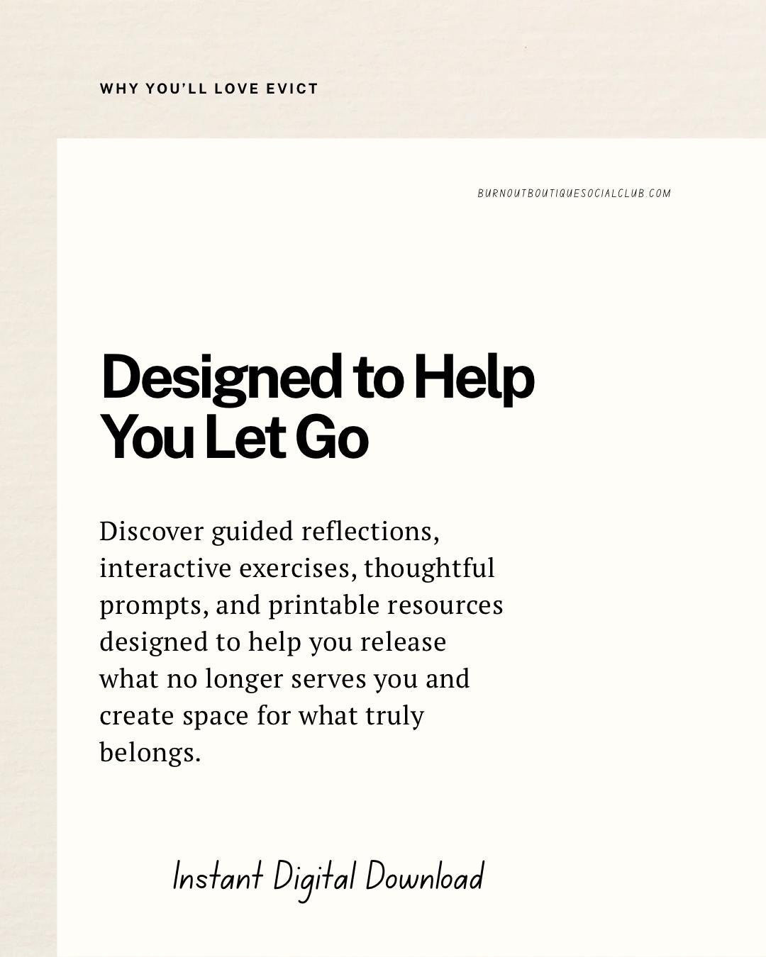 EVICT Guided Workbook | Letting Go Workbook | Printable PDF Journal | Self Reflection & Emotional Healing Workbook